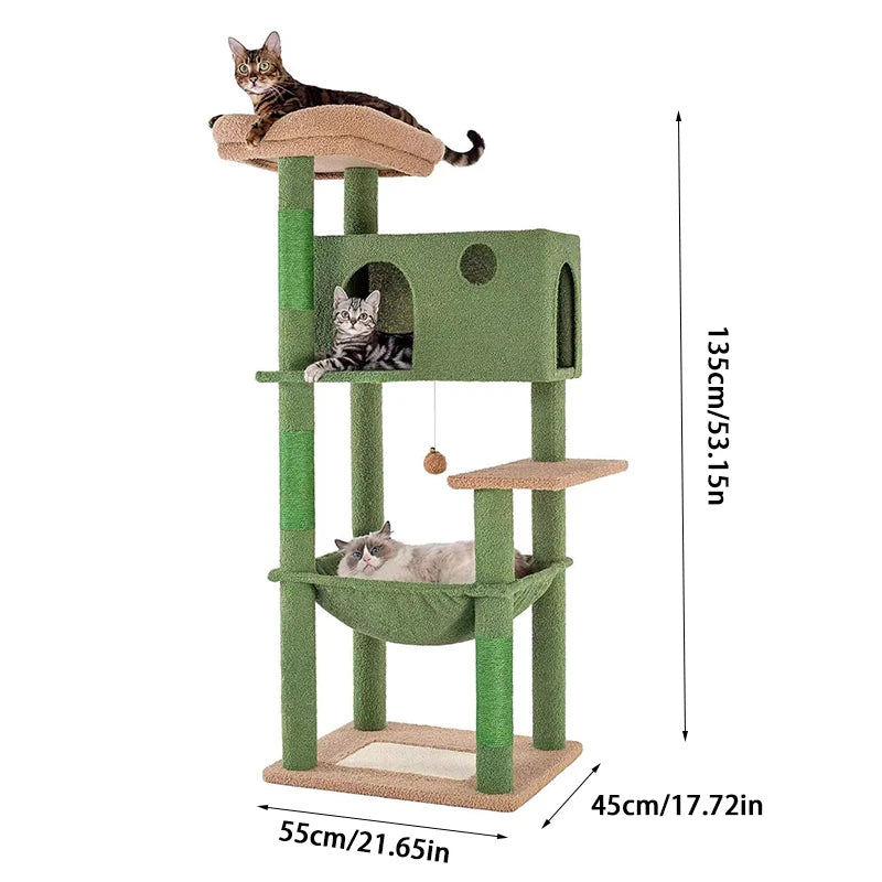 YXT 190cm Large Cat Tree Tower Home Furniture Cat Tower Pets Hammock Sisal Cat Scratching Post Climbing Frame Toy Spacious Perch