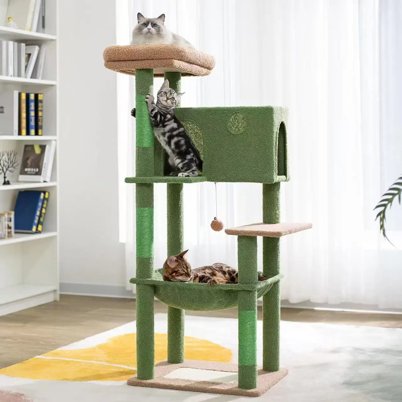 YXT 190cm Large Cat Tree Tower Home Furniture Cat Tower Pets Hammock Sisal Cat Scratching Post Climbing Frame Toy Spacious Perch