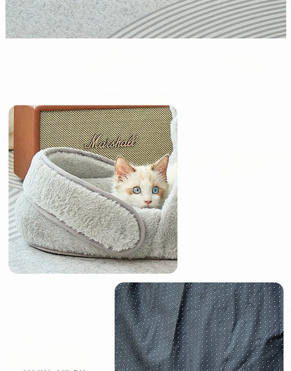 2025 New Semi-enclosed Cat Kennel Winter Warm Slippers Pet Kennel All-season Universal Breathable Non-slip Gray Dog Kennel