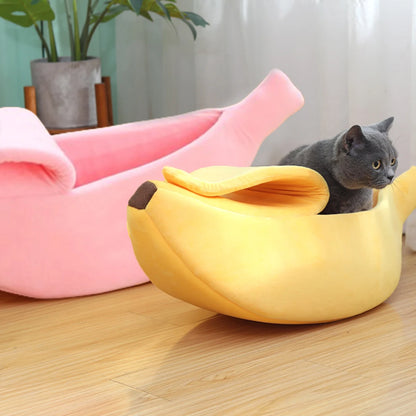 B Low-price clearance Pet Banana Bed for Dog Bed Creative Soft Small Bed Cat Nest Cozy For Dog Sofa Cute Pet Bedding Warm