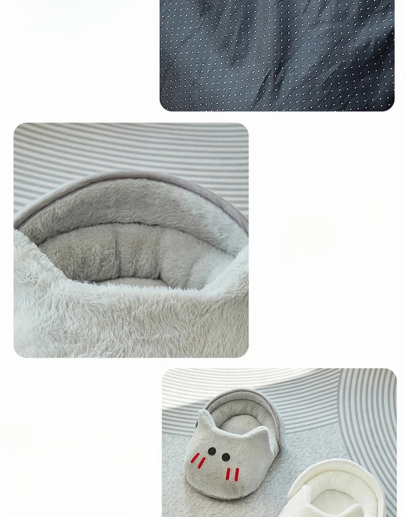2025 New Semi-enclosed Cat Kennel Winter Warm Slippers Pet Kennel All-season Universal Breathable Non-slip Gray Dog Kennel