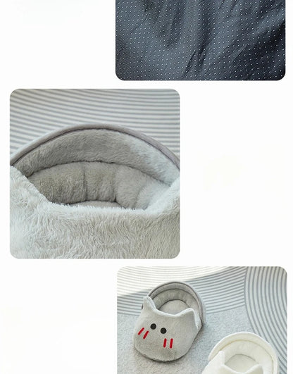 2025 New Semi-enclosed Cat Kennel Winter Warm Slippers Pet Kennel All-season Universal Breathable Non-slip Gray Dog Kennel
