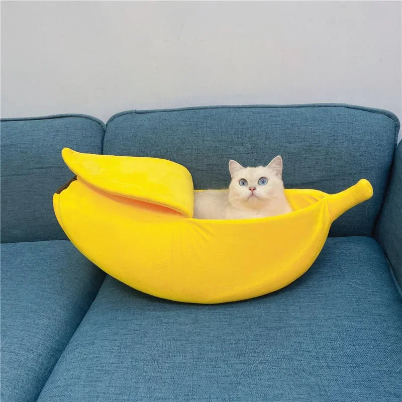 B Low-price clearance Pet Banana Bed for Dog Bed Creative Soft Small Bed Cat Nest Cozy For Dog Sofa Cute Pet Bedding Warm