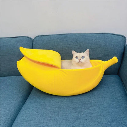 B Low-price clearance Pet Banana Bed for Dog Bed Creative Soft Small Bed Cat Nest Cozy For Dog Sofa Cute Pet Bedding Warm