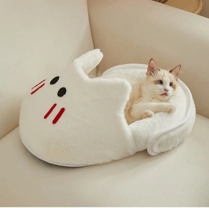 2025 New Semi-enclosed Cat Kennel Winter Warm Slippers Pet Kennel All-season Universal Breathable Non-slip Gray Dog Kennel