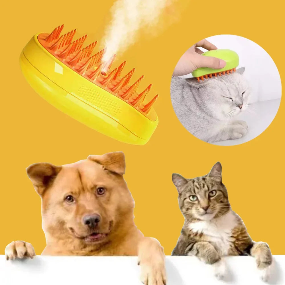 3 in 1 Cat Steam Brush Steamy Dog Brush Built-in Electric Spray Cat Hair Brushes for Massage Pet Grooming Comb Hair Removal Comb