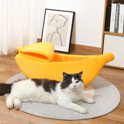 B Low-price clearance Pet Banana Bed for Dog Bed Creative Soft Small Bed Cat Nest Cozy For Dog Sofa Cute Pet Bedding Warm