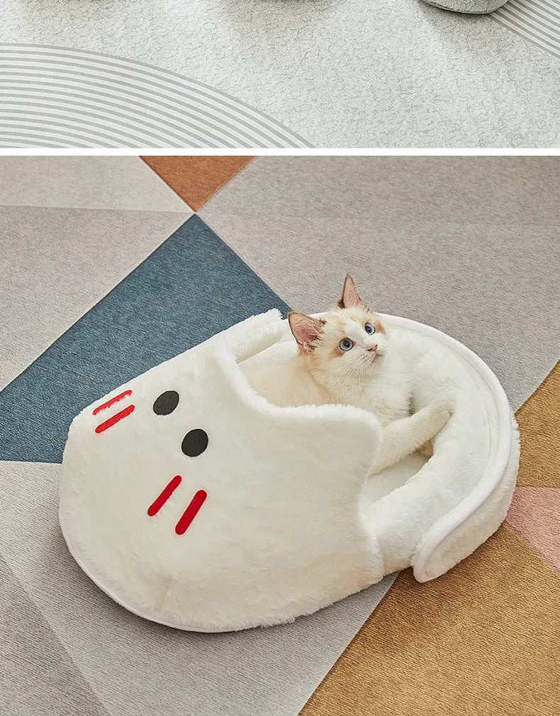 2025 New Semi-enclosed Cat Kennel Winter Warm Slippers Pet Kennel All-season Universal Breathable Non-slip Gray Dog Kennel