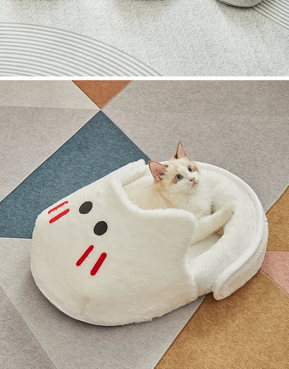2025 New Semi-enclosed Cat Kennel Winter Warm Slippers Pet Kennel All-season Universal Breathable Non-slip Gray Dog Kennel