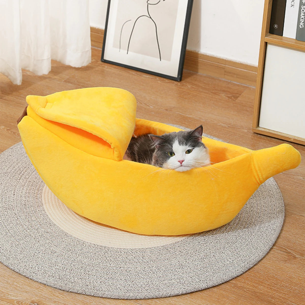 B Low-price clearance Pet Banana Bed for Dog Bed Creative Soft Small Bed Cat Nest Cozy For Dog Sofa Cute Pet Bedding Warm